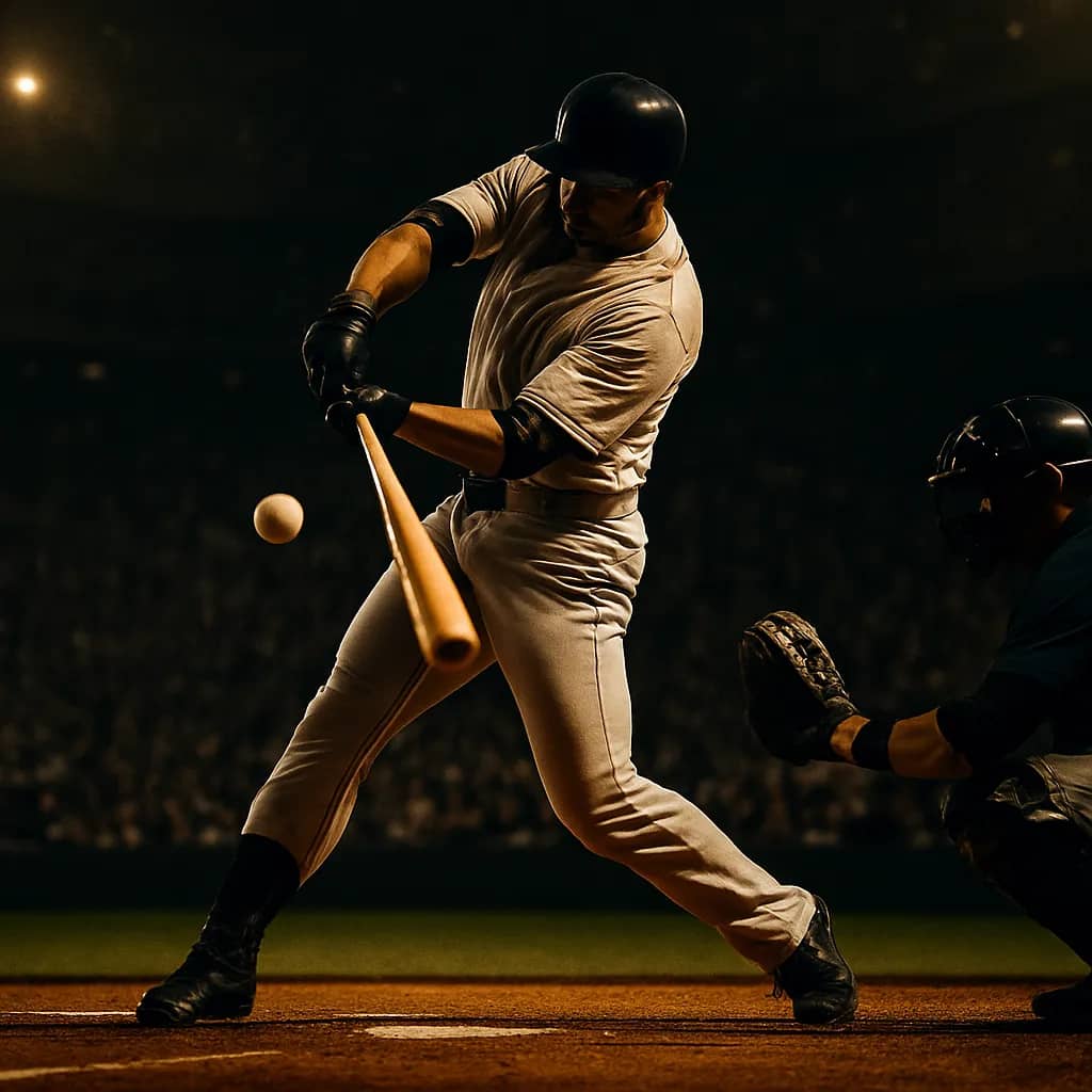 Batter hitting a baseball